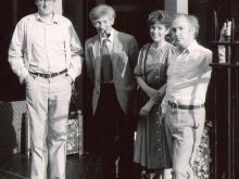 James Iliff celebrates retirement from RAM with former composition students, John Cardale, Janet Graham and Edward McGuire July 1998